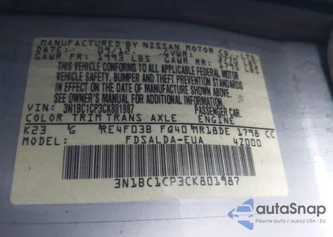 2012 Nissan Versa 1.8 S from USA, damaged, VIN 3N1BC1CP3CK801987